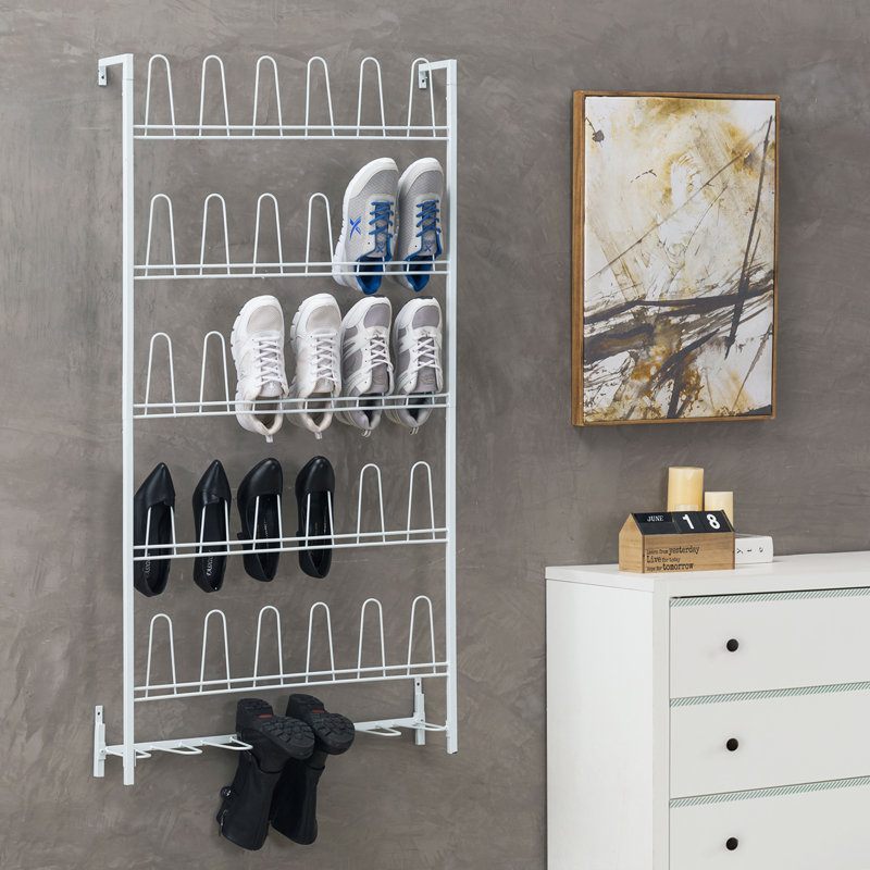 Wall Mounted 18 Pair Shoe Boot Rack